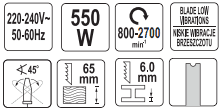 Электрический лобзик 550W, 800-2700 min⁻¹, YATO 