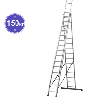 Лестница алюминиевая трехсекционная 3x15 ступеней NV123 Новая высота 1230315