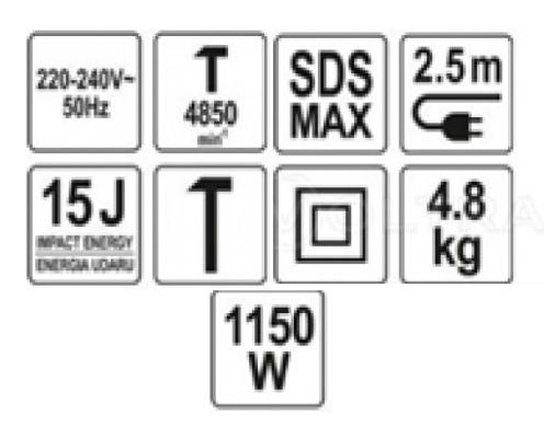 Перф. SDS-MAX 1150Вт 15 дж. YATO 