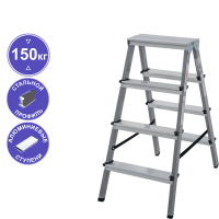 Стремянка алюминий-сталь двухсторонняя 2x4 ступени NV1140 Новая высота 1140204