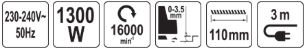Электрический рубанок по дереву 1300W, 110мм, YATO 
