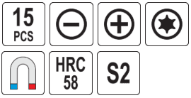 Набор магнитных отвёрток S2/HRC58 YАТО (15 шт.)
