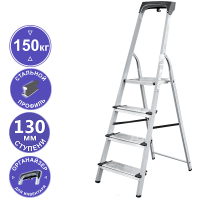 Стремянка алюминий-сталь 4 ступени 130 мм органайзер NV1138 Новая высота 1138104