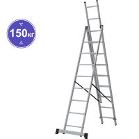 Лестница алюминиевая трехсекционная 3x9 ступеней NV123 Новая высота 1230309