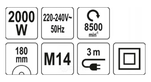 Углошлифовальная машинка 180мм 2000Вт YATO 