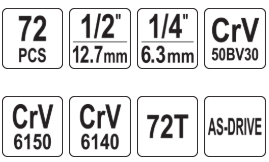 Набор инструментов 1/2" 1/4" 72пр YATO 