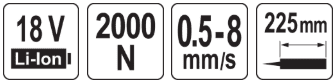 Аккумуляторный пистолет для клея и герметика 18V, 225мм, без АКБ, YATO 