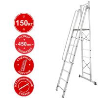 Стремянка передвижная профессиональная 8 ступеней с платформой 450×450 мм NV1540 Новая высота 1540108