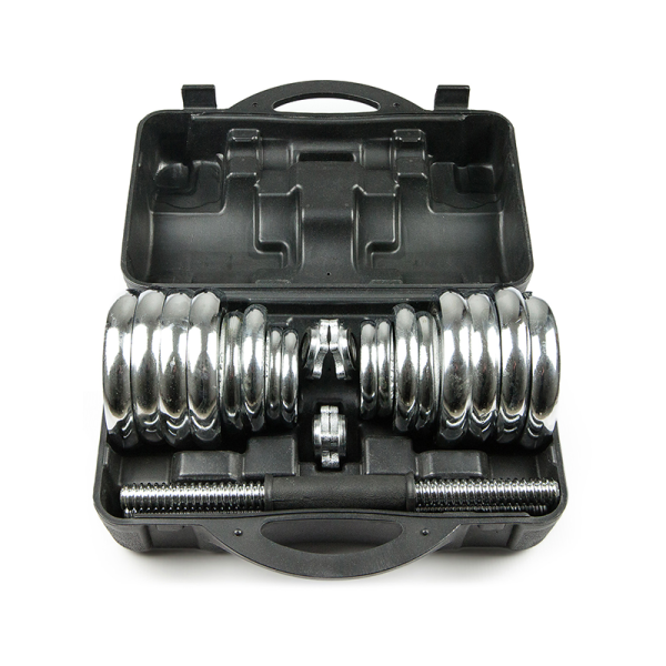 Набор гантелей хромированных AMETIST в чемодане 30 кг