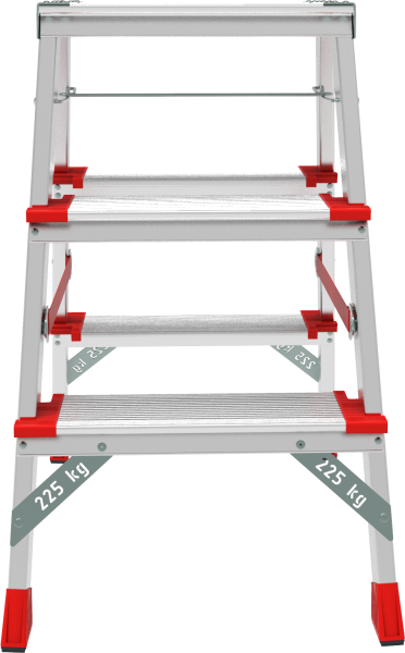 Стремянка профессиональная алюминиевая двухсторонняя 2x3 ступени 130 мм площадка 260 мм NV3127 Новая высота 3127203