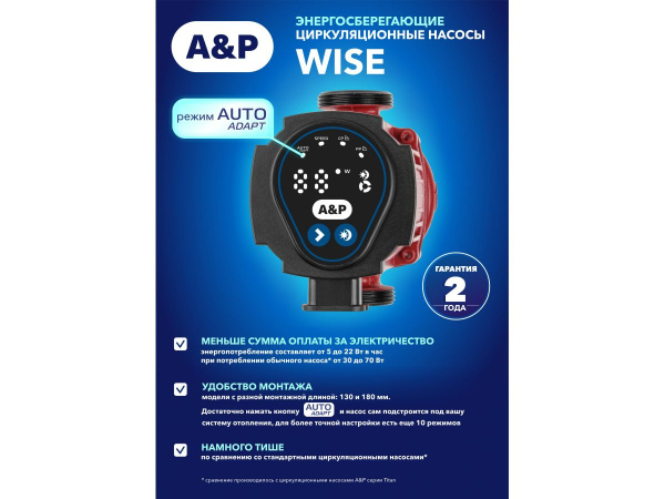 Насос циркуляционный WISE-25/60-180, A&P
