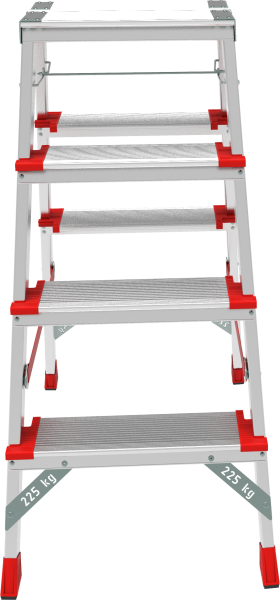 Стремянка профессиональная алюминиевая двухсторонняя 2x4 ступени 130 мм площадка 260 мм NV3127 Новая высота 3127204