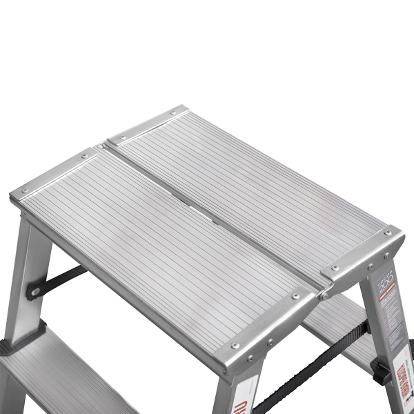 Стремянка алюминиевая двухсторонняя 2x6 ступеней площадка 260мм NV 212 Новая высота 2120206