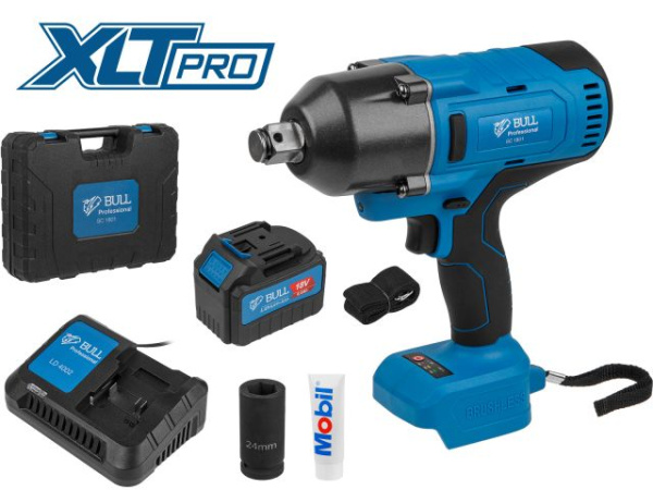 Аккумуляторный ударный гайковерт BULL SC 1801 в чем. XLTpro БЕСЩЕТ., 18 В, 1000 Н*м, 3/4", 1х6 А*ч, з/у 4 А 