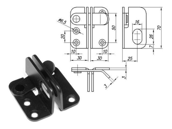 Проушины для замка с фиксатором черн.мат.