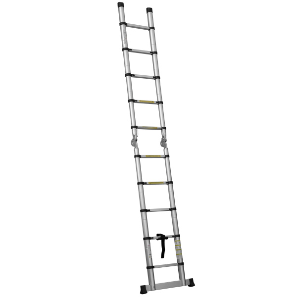 Лестница телескопическая 3,2/1,6 м двухсекционная алюминиевая 2x5 ступеней Новая Высота 2311205ТЛ