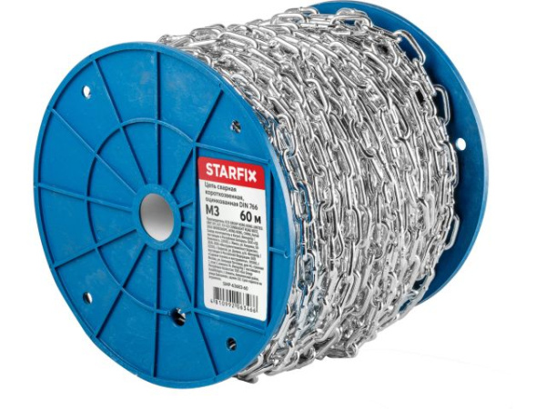 М3 Цепь сварная короткозвенная оцинк. DIN 766 (бухта 60 м)