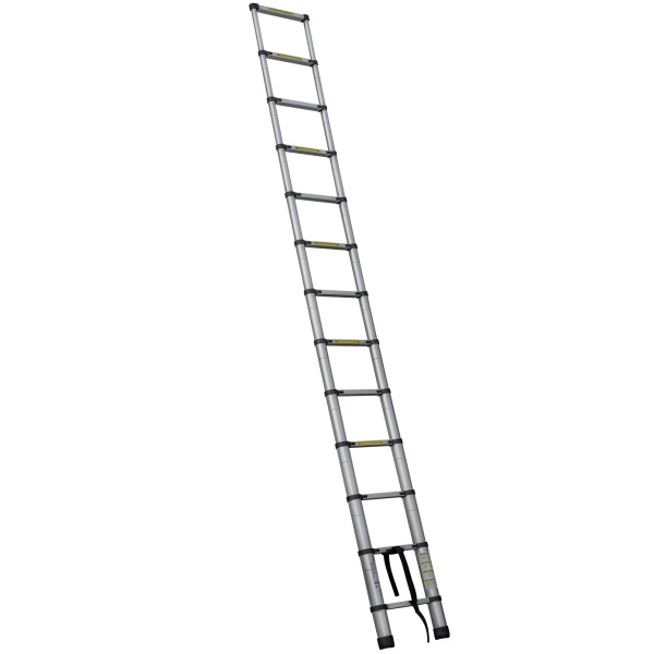 Лестница телескопическая 3,8 м односекционная алюминиевая 13 ступеней Новая Высота 2211113ТЛ