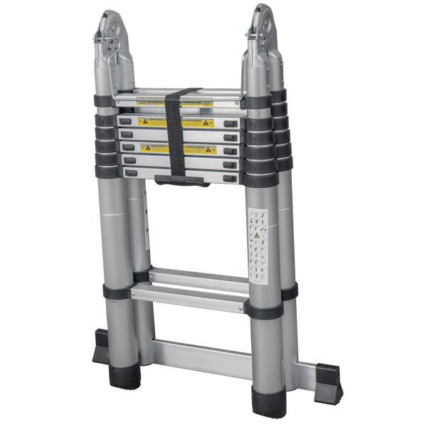 Лестница телескопическая 4,4/2,2 м двухсекционная алюминиевая 2x7 ступеней Новая Высота 2311207ТЛ