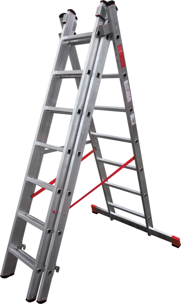 Лестница профессиональная алюминиевая трёхсекционная 3х7 ступеней NV3230 Новая высота 3230307