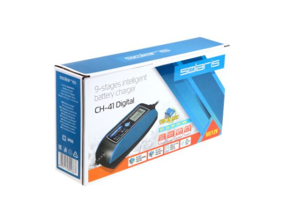 Зарядное устройство Solaris CH-41 Digital (6 В / 12 В, 4 А, до 120 А*ч, 9-ступенчатое инверторное, Cold mode)