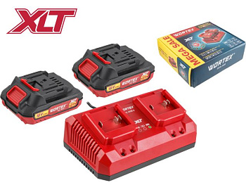 Набор аккумулятор 2х2 А*ч и зарядное устройство 2х2 А WORTEX ALL1 XLT в кор. SET 18.0 В