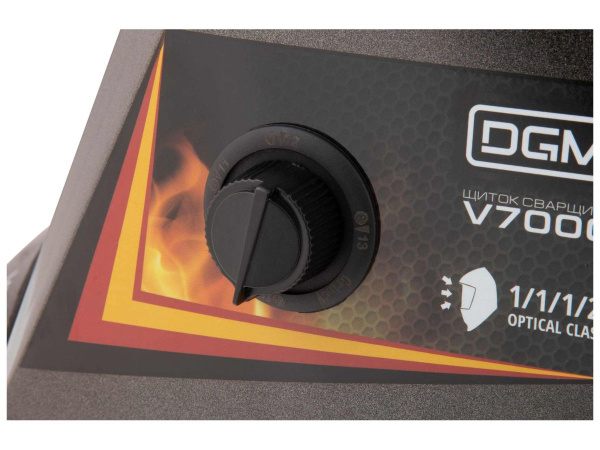 Щиток сварщика  с самозатемняющимся светофильтром DGM V7000 (пламя) (1/1/1/2, 104x63 мм (65,5 см2), DIN 3,5/4-8/9-13 (регул), 4 сенсора)