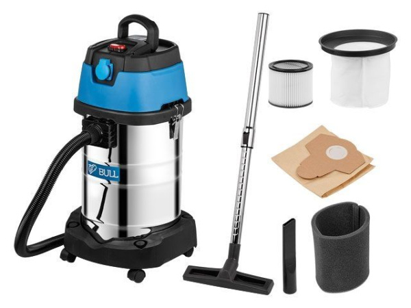 Пылесос BULL AS 3001 + аксессуары 1400 Вт, 30 л, 6м кабель, 3м шланг, HEPA, мануал., выдув 