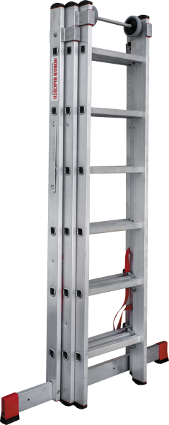 Лестница индустриальная алюминиевая трехсекционная 3x6 ступеней NV5230 Новая высота 5230306