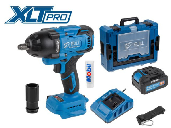 Аккумуляторный ударный гайковерт BULL SC 1807 Xcase, XLTpro, БЕСЩЕТ., 18 В, 750 Н*м, 1/2", 1х4 А*ч, з/у 4 А 
