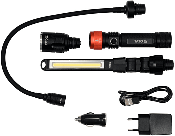 Светодиодный фонарь LED 3в1, 3.7V, 380 Lm, 2.2Ah, YАТО 