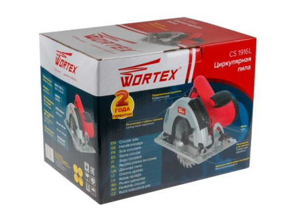 Циркулярная пила WORTEX CS 1916 L в кор. (1600 Вт, 190х30 мм, до 65 мм, лазер)
