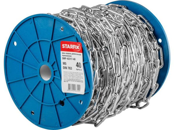 М5 Цепь сварная длиннозвенная оцинк. DIN 763 (бухта 40 м)