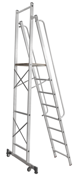 Стремянка передвижная профессиональная 8 ступеней с платформой 450×450 мм NV1540 Новая высота 1540108