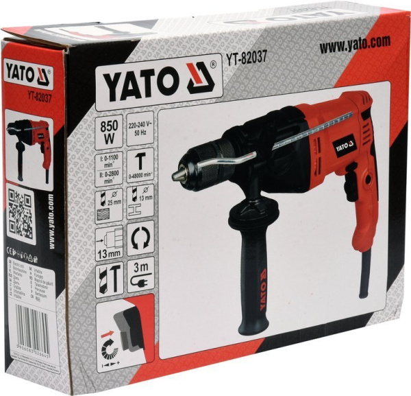 Дрель ударная 850Вт. 2 скорости YATO 