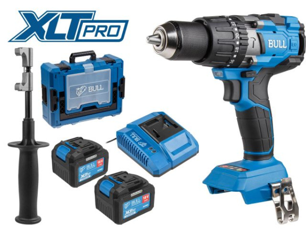 Аккумуляторный дрель-шуруповерт BULL SR 1805 Xcase XLTpro, 2х6 А*ч, БЕСЩЕТ., 18 В, 120 Н*м, БЗП