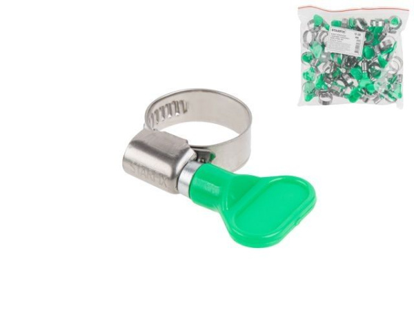 10-16 мм Хомут червячный с ключом бабочка нерж.сталь W2 (50 шт.)