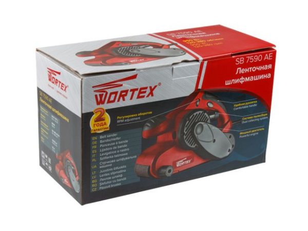 Ленточная шлифмашина WORTEX SB 7590 AE в кор. (950 Вт, лента 76х533 мм, регул. об.)