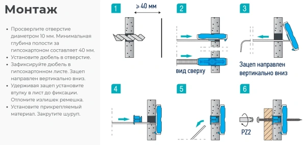 Дюбель для гипсокартона с шурупом НЕЙЛОН TWIN PAK