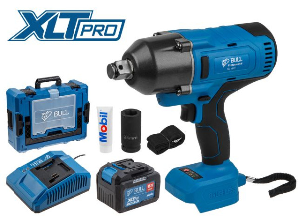 Аккумуляторный ударный гайковерт BULL SC 1801 Xcase XLTpro БЕСЩЕТ., 18 В, 1000 Н*м, 3/4", 1х6 А*ч, з/у 4 А 