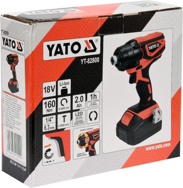 Аккумуляторный ударный винтоверт 18В 160Нм YATO 