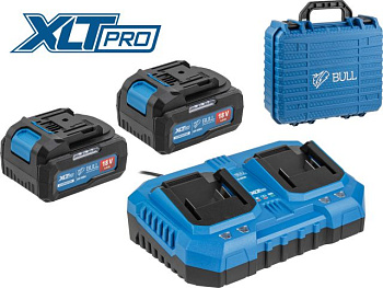 Набор аккумулятор 2х4 А*ч и зарядное устройство 2х4 А BULL XLTpro в чем. SET 18.0 В
