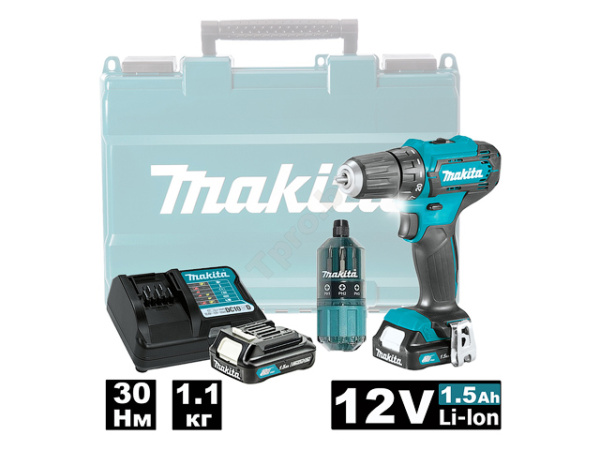 Аккумуляторная дрель-шуруповерт MAKITA DF 333 DWAE в чем. + набор бит 