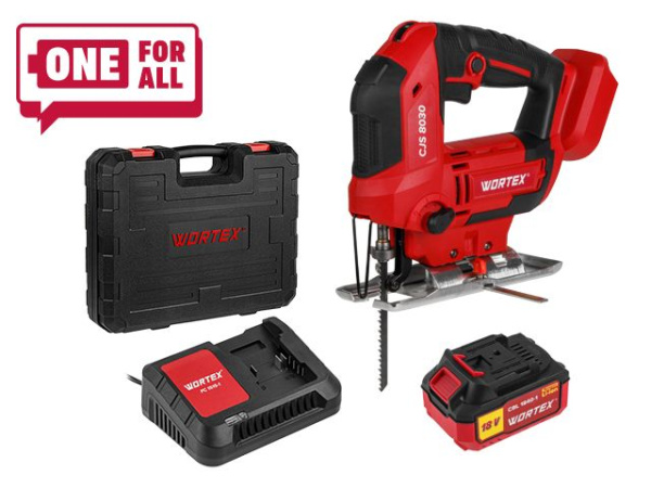 Аккум. лобзик WORTEX CJS 8030 в чем. ALL1 с акб и з/у МЕГА АКЦИЯ 