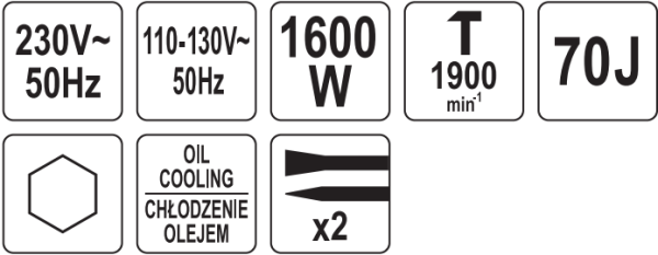 Отбойный молоток 1600Вт 70 дж. YATO 