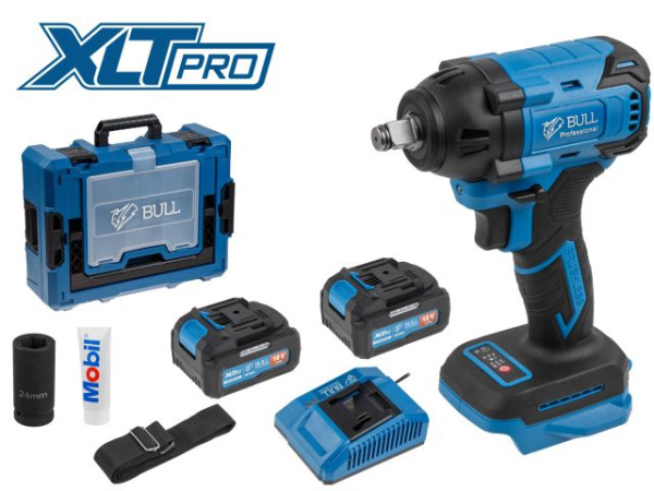 Аккум. ударный гайковерт BULL SC 1804 Xcase, XLTpro, БЕСЩЕТ., 18 В, 400 Н*м, 1/2", 2х4 А*ч, з/у 4 А 