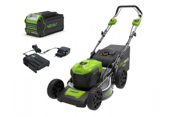 Газонокосилка аккумуляторная самоходная Greenworks GD40LM46SPK4 46см 40В (в комплекте АКБ 4А/ч + ЗУ)