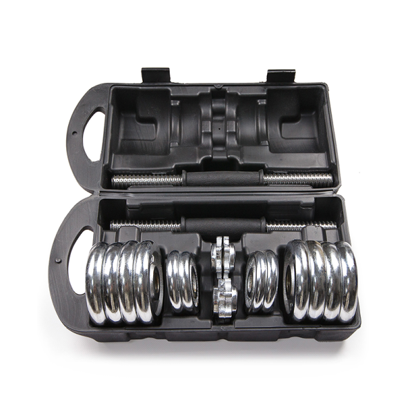 Набор гантелей хромированных AMETIST в чемодане 15 кг