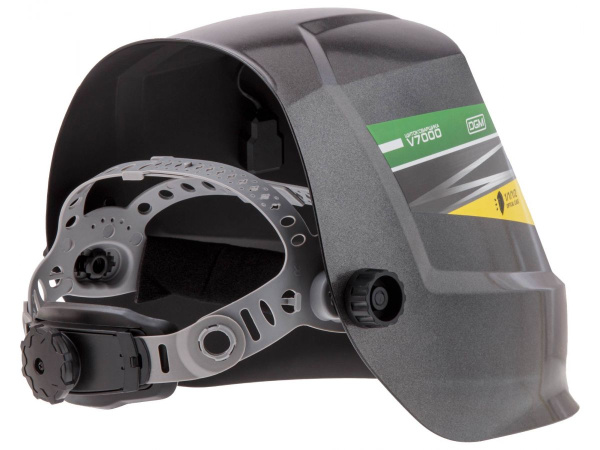 Щиток сварщика  с самозатемняющимся светофильтром DGM V7000 (черный) (1/1/1/2, 104x63 мм (65,5 см2), DIN 3,5/4-8/9-13 (регул), 4 сенсора)