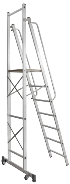 Стремянка передвижная профессиональная 7 ступеней с платформой 450x450 мм NV1540 Новая высота 1540107